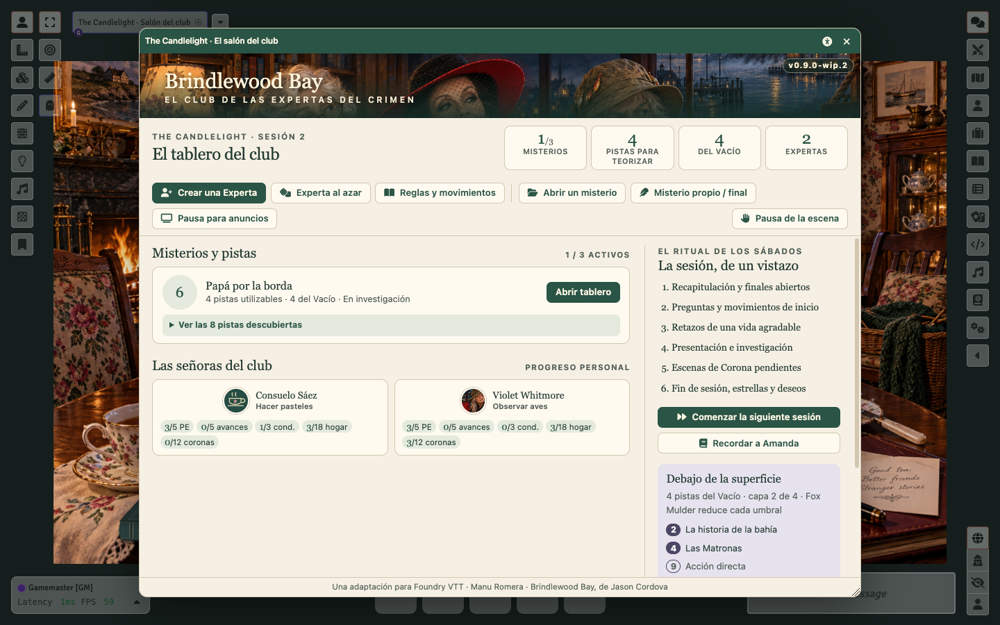 El salón del club