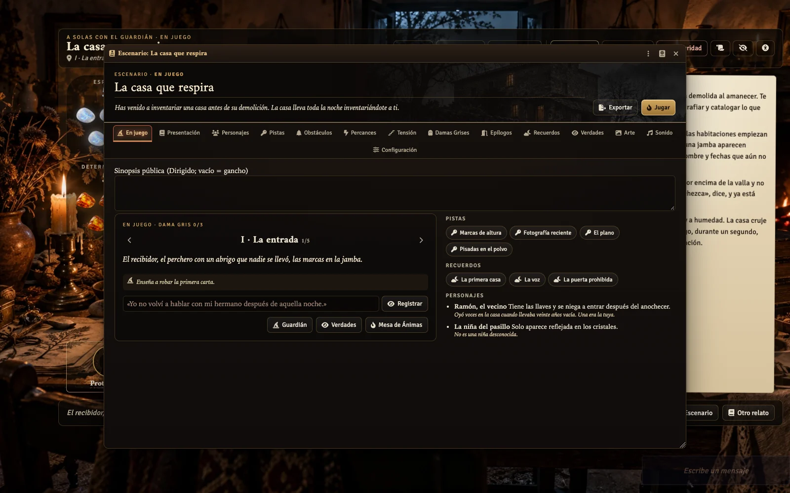 Editor de escenarios con trece pestañas