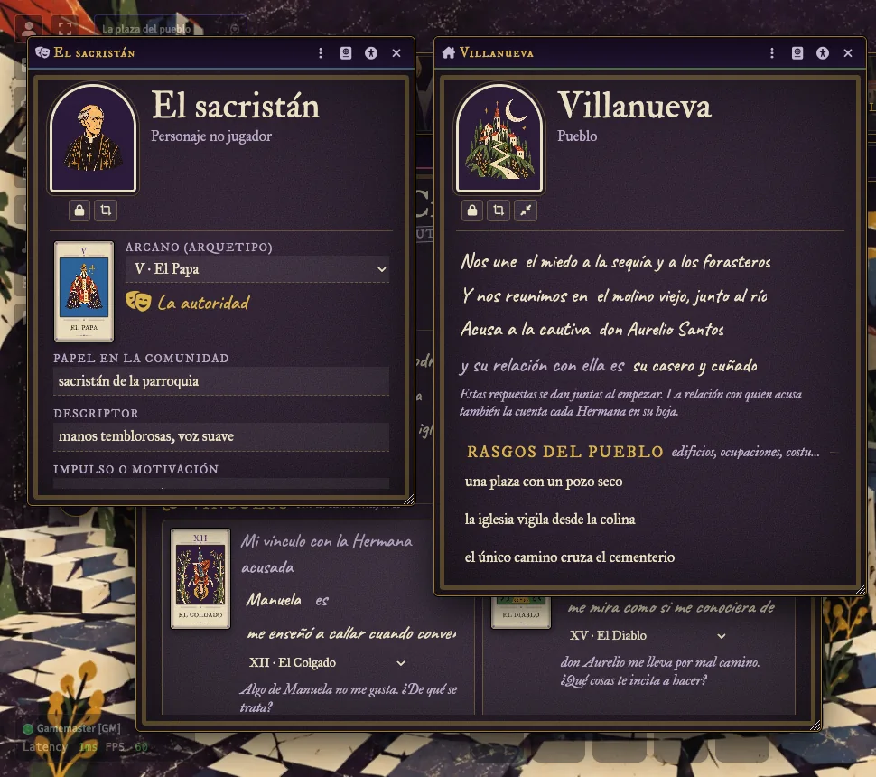 Fichas en modo oscuro